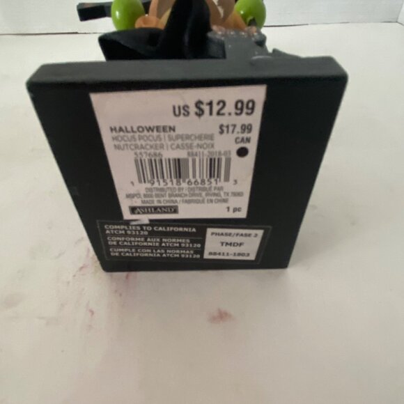 Hand-Painted Halloween Wood Witch Nutcracker Decoration Broom Cat Figurine 9.5" - Picture 7 of 8